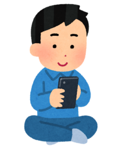 スマホをいじる男性のイラスト